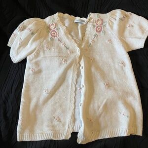 Cottagecore/ Grannycore Floral Spring Cardigan Soft Girl Feminine Button Up Med